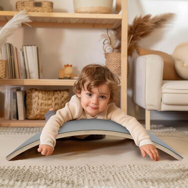 Дерев'яна балансувальна дошка для дітей з фетром, антиковзна, Montessori, для дому, іграшка для розвитку координації, від 3 років, 83x30x1,5 см, натуральне дерево