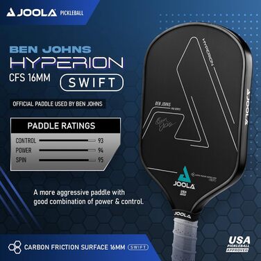 Весло JOOLA Ben Johns Hyperion CFS 16мм Swift Pickleball USAPA