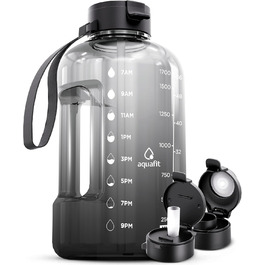 AQUAFIT Мотиваційна спортивна пляшка для води 1,8 л зі шкалою часу, трубочкою, для тренувань та фітнесу, велика