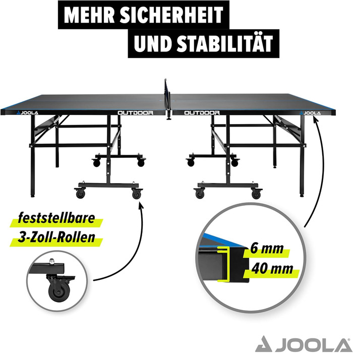 Стіл для тенісу JOOLA - алюмінієвий композит 6 мм, стійкий до погодних умов