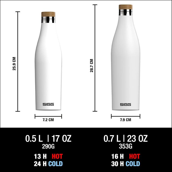 Термос-бутилка SIGG Meridian, герметична, 0,5/0,7 л, подвійна стінка з нержавіючої сталі 18/8, бамбукова кришка, BPA та пластику немає