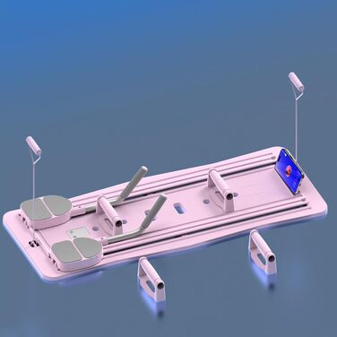 Дошка для реформування пілатесу, складна дошка для пілатесу для дому, багатофункціональна дошка для фітнесу Deployable Pilates Rereform з опорою для ліктів, AB Trainer Фітнес-обладнання для дому (рожевий)