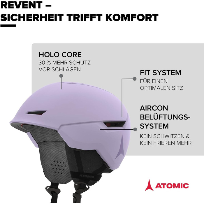 Гірськолижний шолом ATOMIC Revent - Унісекс для дорослих - Індивідуальний крій для точної посадки - Чудовий захист від ударів - Інноваційна система вентиляції Lavender 55-59 см