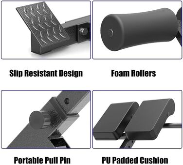 Тренажер для спини Розбірний римський стілець Подовжувач спинки, Hyperexтензія Тренування спини Важка вага Тренажерне обладнання для тренерів Чоловіки Жінки, навантаження 300 кг Чорний