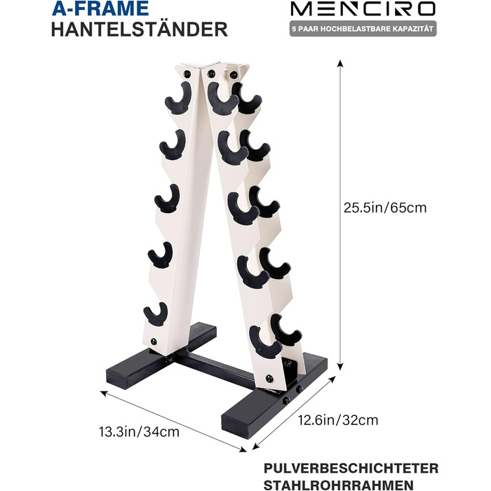 Стійка для гантелей MENCIRO, 5-рівнева сталева, рама А