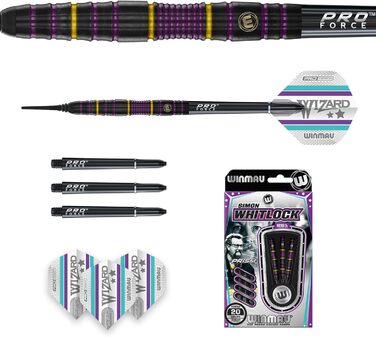 Професійний дартс-набір WINMAU Simon Whitlock 85% Pro-Series 18/20 г, м'які вістря, з крилами та стрижнями