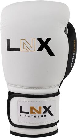 Боксерські рукавички LNX Pro-One шкіряні 12 унцій чорні/білі