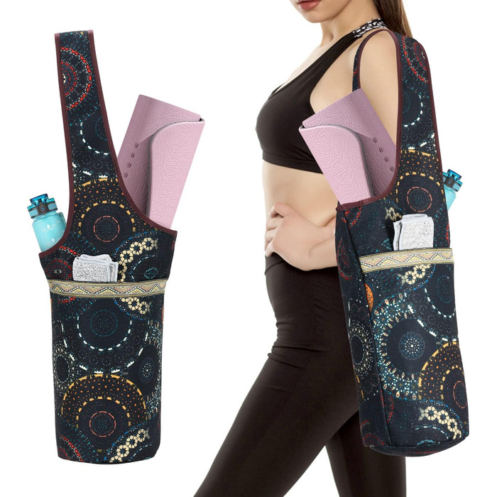 Для жінок, Yoga Mat Tote Bag, вміщує більше аксесуарів для йоги, підходить для більшості килимків Сумка для йоги в стилі бохо одного розміру