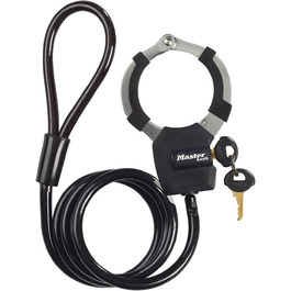 Тросовий замок Master Lock з ключем, 1 м, для самоката, велосипеда, дитячого візка, спортивного інвентарю, чорний