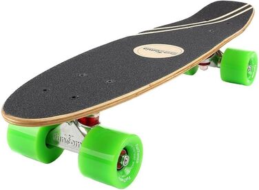 Скейтборд FunTomia Mini-Board Cruiser 57см виготовлений з 7-шарового дерева канадського клена з підшипниками Mach1 ABEC-9 (Orange Skater / з зеленими колесами)