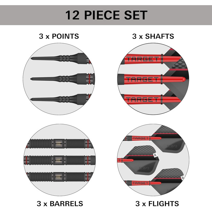 Приціл Softdarts, 90 вольфрам, червоний/чорний, 20 г, ствол 10