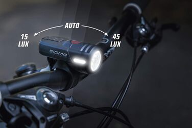 Комплект велосипедних LED фар SIGMA Aura45/Nugget II, 45/15 Люкс, акумуляторні, водозахищені, легкий монтаж, передня та задня фара