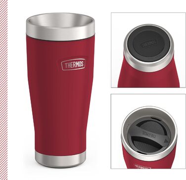 Термокружка Thermos ICON 470 мл, червона, нержавіюча сталь, ізольована, для кави, тримає тепло 7 годин, холод 22 години, герметична, BPA-free, можна мити в посудомийці