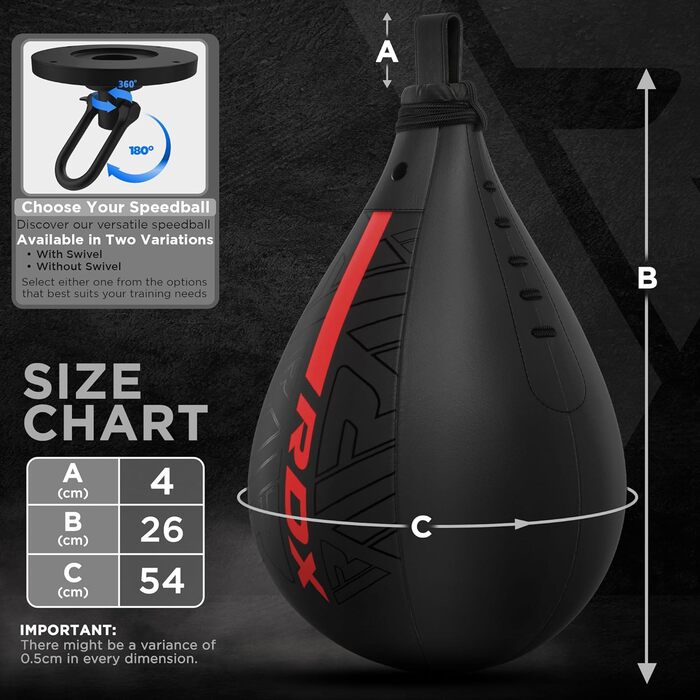 Боксерська лампочка RDX Maya Hide, Speedball Підвісний боксерський м'яч, Боксерська сумка, Швидкісний м'яч Тренувальне обладнання, Тренажерний зал Фітнес (червоний, без кронштейна)