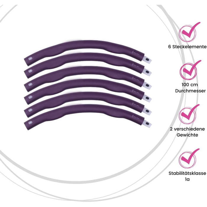 Хулахуп для дорослих - Фітнес кільце для схуднення для початківців і просунутих - 1,5 кг - 100 см Діаметр - Обладнання для фітнесу - Hulla Hoop з дизайном хвилі Purple
