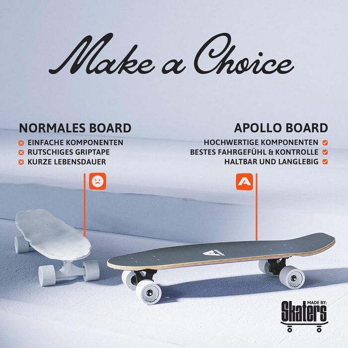 Лонгборд Apollo Mini Midi Cruiser як повна дошка, 70см (30x8) Міні-лонгборд Agile Kick Tail з дерева в вінтажному стилі скейтборду Лонгборд для дорослих з високошвидкісними кульковими підшипниками ABEC 9 (Nebula Midi)