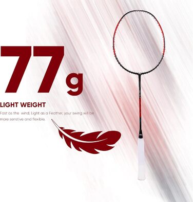 Ракетка Li-Ning Ignite, 77 г, без струн, чорна/червона