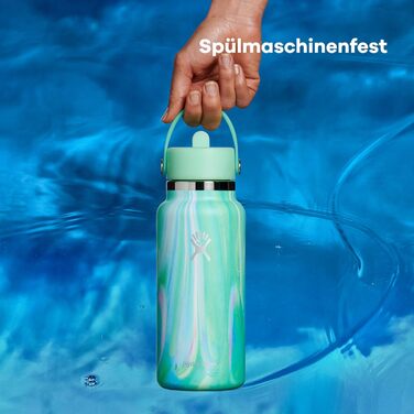 Термобутилка HYDRO FLASK Wide Mouth 946 мл із соломинкою, вакуумна нержавіюча пляшка для води, герметична, зелена Jelly Green