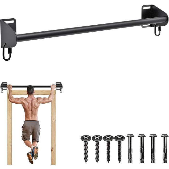 Дверна рама SELEWARE Pull-Up Bar, до 440 фунтів, з гачком (чорний)