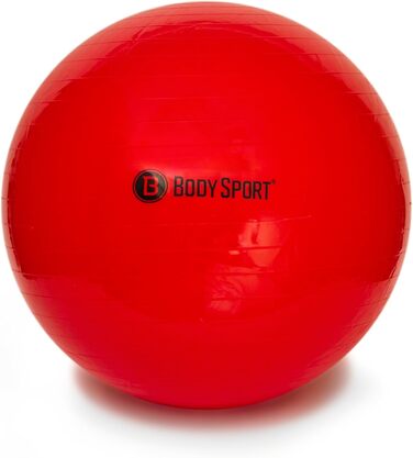 М'яч Body Sport з насосом, червоний (75 см) для фітнесу та йоги