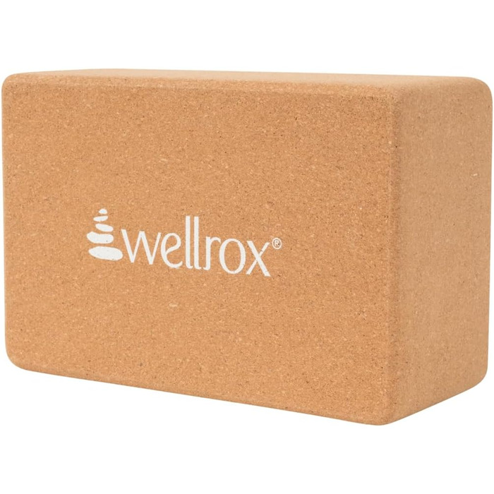 Блок для йоги WELLROX Cork, Блоки для йоги, Блоки для йоги з пробки, Коркова йога, Валик для йоги для регенеративної йоги, Цегла для йоги, Блок для вправ, 10,2 x 15,2 x 22,9 см