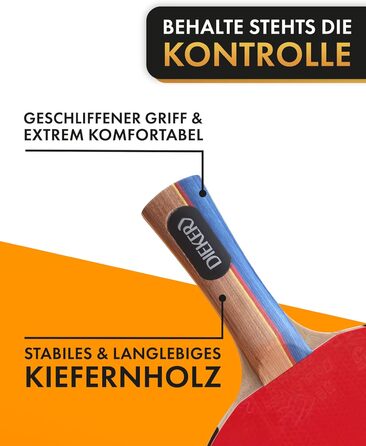 Професійний набір для настільного тенісу від DIEKER містить 2 високоякісні ракетки та 3 м'ячі преміум класу в т.ч. міцна сумка для перенесення Ідеальний варіант для всієї родини Чорний
