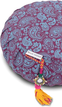 Подушка для медитації Yoga Shop Подушка для йоги Paisley Zafu 15см Подушка для йоги Чохол для підлогової подушки, яку можна прати Подушка для сидіння для йоги з органічним наповнювачем з гречаного лушпиння (фіолетовий)