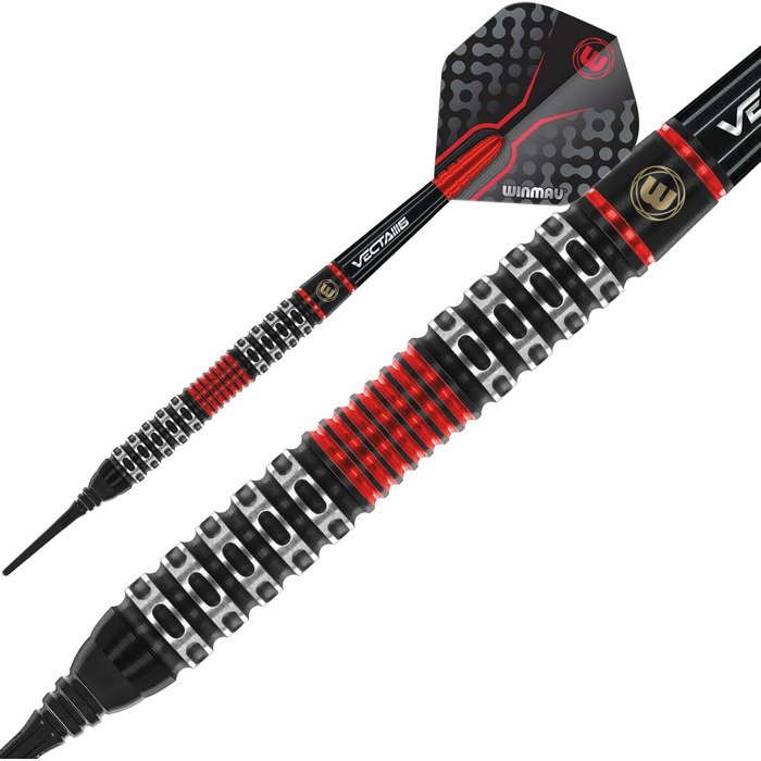 Дартс-набір WINMAU Joe Cullen Special Edition 18 г, професійні вольфрамові софт-тип дротики з оперенням і хвостовиками