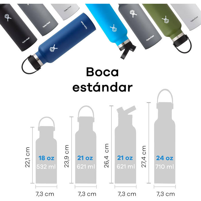 Термобутилка HYDRO FLASK 621 мл, вакуумна, нержавіюча сталь, спортивна пляшка з кришкою Flex Cap, стандартне горло, чорна, придатна для миття в посудомийній машині