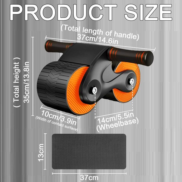 Ролик для живота автоматичний з килимком, подвійні колеса (помаранчевий)
