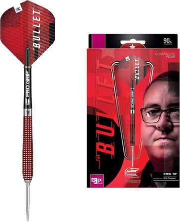 Дартс Target Stephen Bunting Gen 4 90% вольфрам, сталеві, 23 г, срібло/червоний