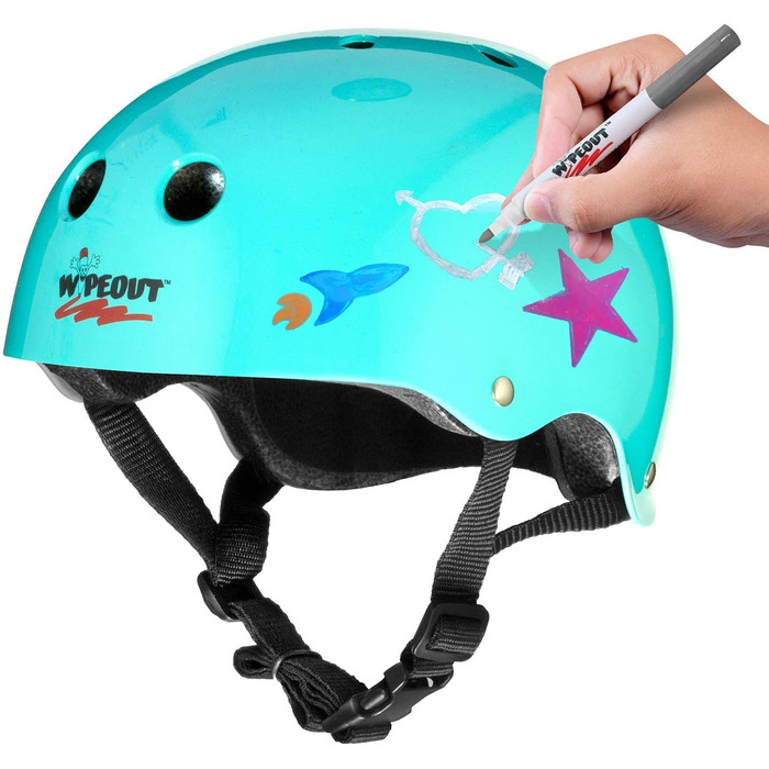 Шолом Wipeout Dry Erase для велосипеда, ковзанів, самоката, бірюзово-синій