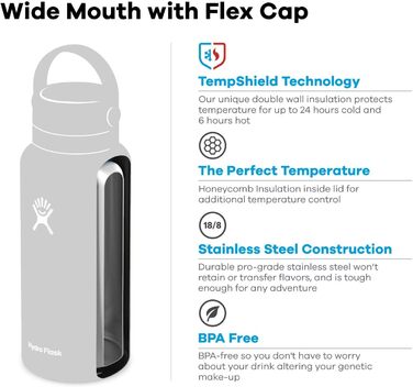 Термобутилка HYDRO FLASK 946 мл з нержавіючої сталі, вакуумна, спортивна, з герметичною кришкою Flex Cap, широким горлом, для води, ананасова, підходить для посудомийки