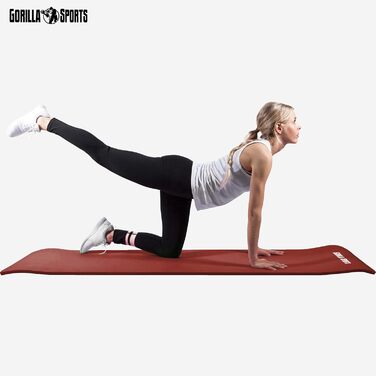 Йога-мат GORILLA SPORTS® 190x60/100x1,5 см, нековзкий, без фталатів, з ременем для перенесення, вибір кольору – килимок для фітнесу, спорту та гімнастики
