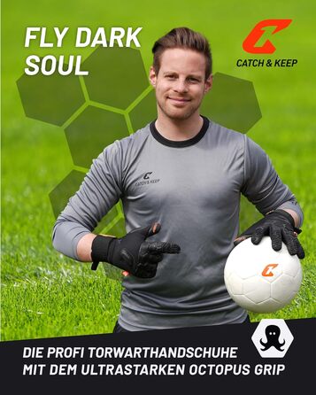 Професійні воротарські рукавички CATCH & KEEP Fly Soul Octopus Grip Hybrid Cut, футбольні, дихаюча сітка, Punching Zone 3.0