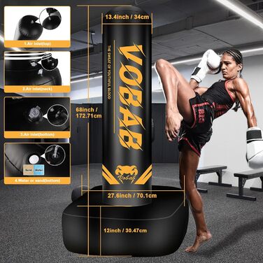 Боксерський мішок 175 см, вільностоячий, надувний, для чоловіків, MMA, Муай Тай, фітнес – ідеальне обладнання для кікбоксингу
