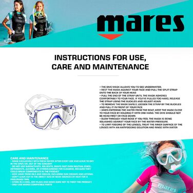 Маска для дайвінгу Mares Pure Edge, синій/білий, універсальний розмір