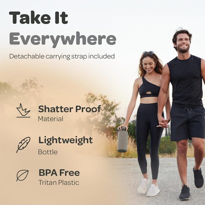 Гідраційна пляшка для води з фруктовим відсіком Hydracy 2л, BPA Free, з часовою міткою, герметична спортивна пляшка без конденсату для спорту та активного відпочинку