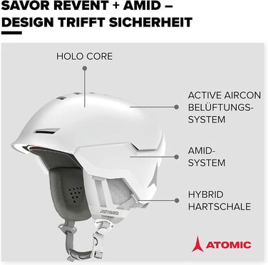 Гірськолижний шолом ATOMIC Revent AMID - унісекс для дорослих - Custom Fit & Precise Fit - Чудовий захист від ударів - Інноваційна система вентиляції 59-63 см Білий Верес