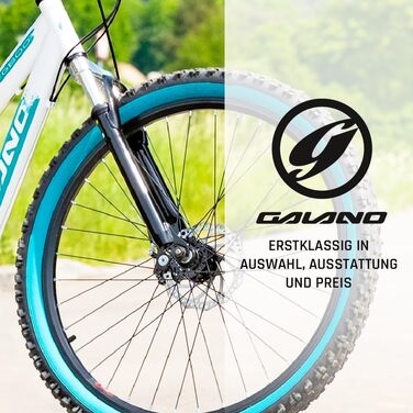 Мотоцикл Galano G600 MTB 26 дюймів для дорослих та підлітків від 145 см Гірський велосипед з амортизаційною вилкою Cross Bike 18 швидкісний перемикач білий/бірюзовий 33 см