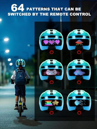 Дитячий велосипедний шолом з LED-підсвіткою та поворотними сигналами, бездротовий контролер, знімний козирок, регульований, легкий, EPS-вставка для хлопчиків і дівчаток