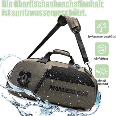 В-1 Спортивна сумка Чоловіки Жінки, Дорожня сумка Велика з відділенням для взуття Спортивні сумки Дівчата з мокрим і сухим, Спортивна сумка Спортивна сумка Спортивна сумка Weekender Men (оливково-зелена), 3-