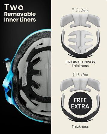 Шолом OutdoorMaster для скейтборду, велосипеда та роликів, вентиляція, два змінних внутрішніх вкладиші, для дітей, підлітків і дорослих