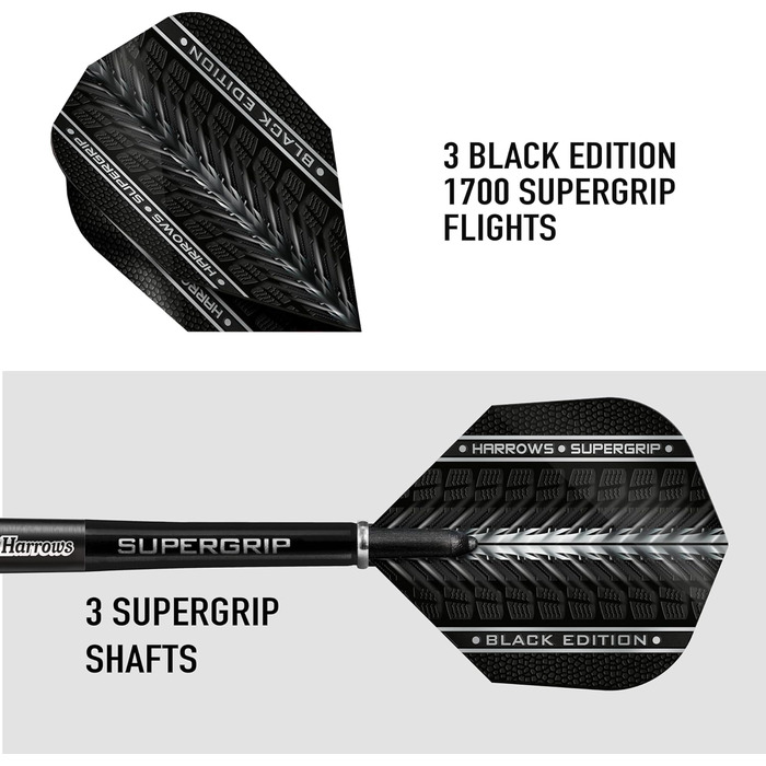 Борони SUPERGRIP Black Edition Dartset 90 Вольфрам, 28г з валами та польотами