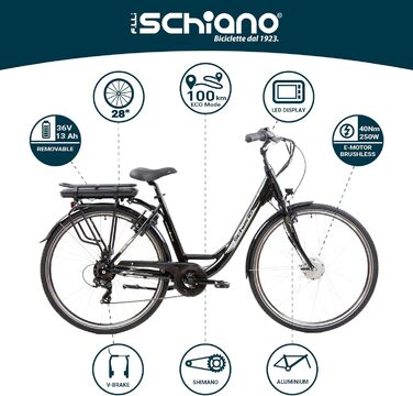 E-Bike Pedelec 28, акумулятор 36 В, чорний, Км/год 25