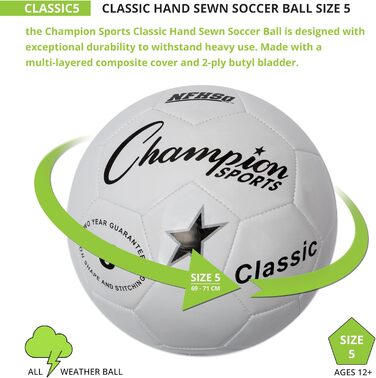 Класичний футбольний м'яч Champion Sports для тренувань і змагань