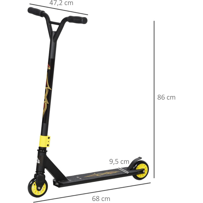 Самокат HOMCOM Stunt Scooter, ABEC 9, 100мм, від 14 років, Золото