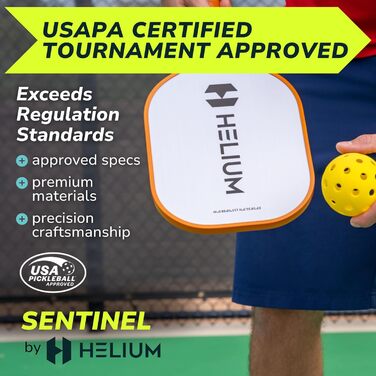 Набір з 4 ракеток для піклболу Helium, сертифіковані USAPA, графітово-скловолоконна поверхня, легка стільникова основа