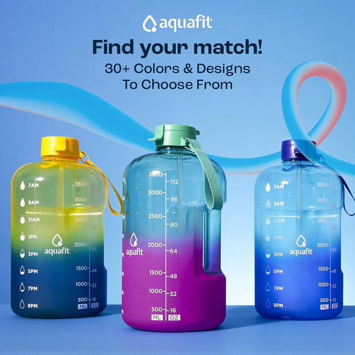 Пляшка для води AQUAFIT 1,8 л з маркуванням часу, трубочкою і кришкою, BPA-free, спортивна пляшка з ручкою