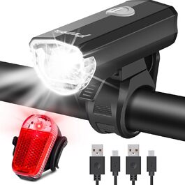 Набір велосипедних LED фар StVZO 30/15 LUX, 360° підсвітка, водонепроникний IPX4, акумулятор USB, до 10 годин, передня та задня фара для дорослих і дітей